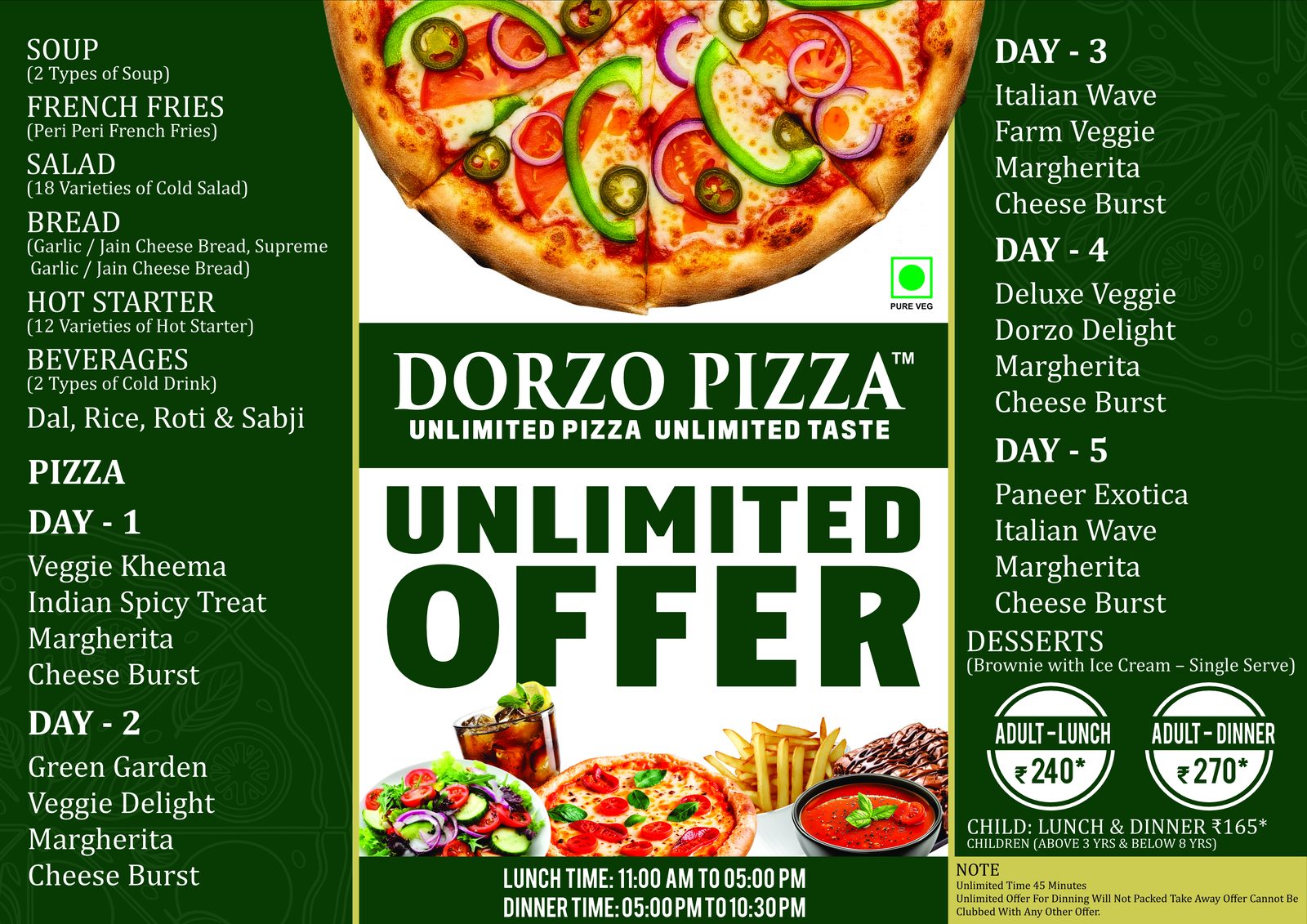 Dorzo Pizza menu